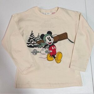 Zara Cream Long Sleeve Shirt with Mickey Design